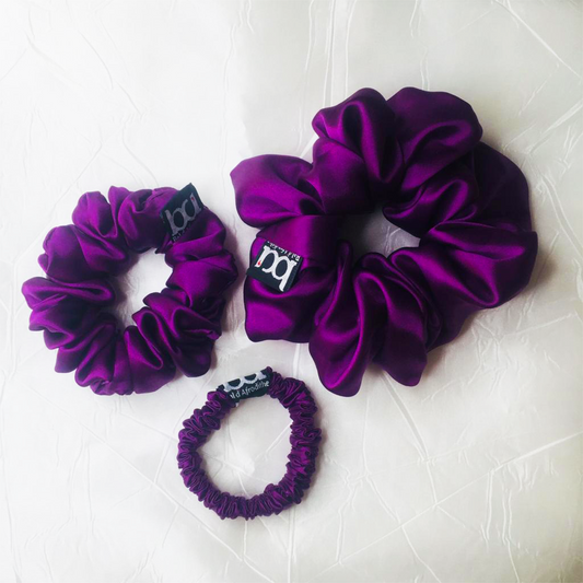 Scrunchies Morados Seda Morera