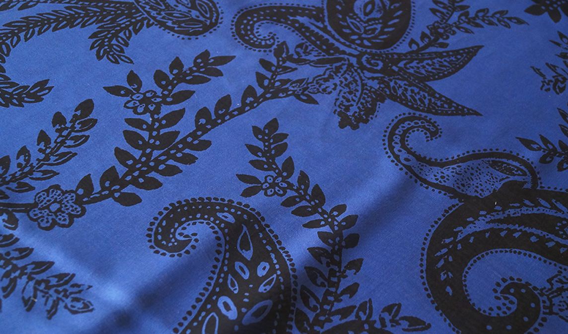 Seda Chiffón - Azul Estampado Paisley